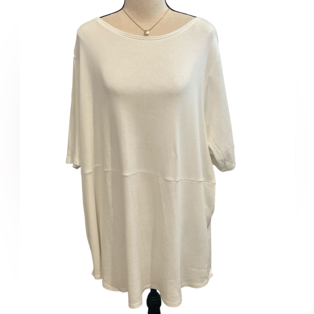 J. Jill Oversized Short Sleeve Tee in White/Cream